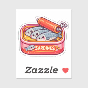 Schattige Sardines Kunnen Roze Oranje Sticker