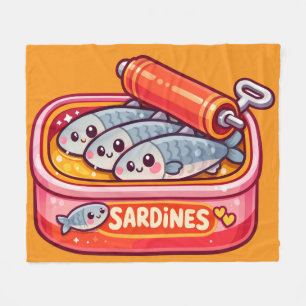 Schattige Sardines Vis Cartoon Fleece Deken