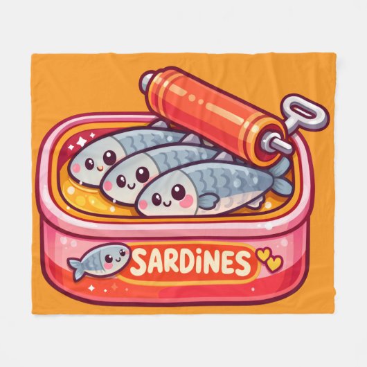 Schattige Sardines Vis Cartoon Fleece Deken (Voorkant (Horizontaal))