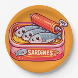 Schattige Sardines Vis Cartoon Papieren Bordje