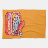 Schattige Sardines Vis Cartoon Theedoek (Horizontaal)