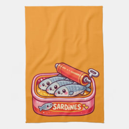 Schattige Sardines Vis Cartoon Theedoek