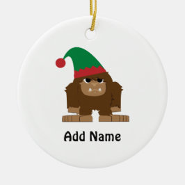 Schattige Sasquatch Kerstelf Keramisch Ornament