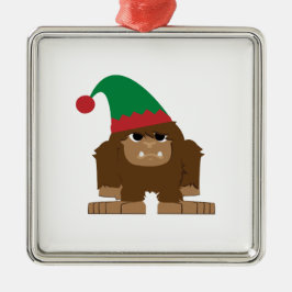 Schattige Sasquatch Kerstelf Metalen Ornament