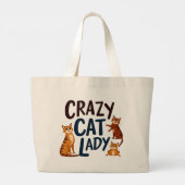 Schattige & Sassy Kat Ontwerp voor Cat Lovers Grote Tote Bag (Achterkant)