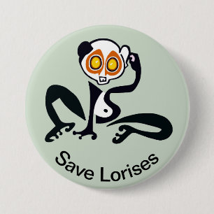 Schattige Save LORISES - Bedreigde dieren - Ronde Button 7,6 Cm