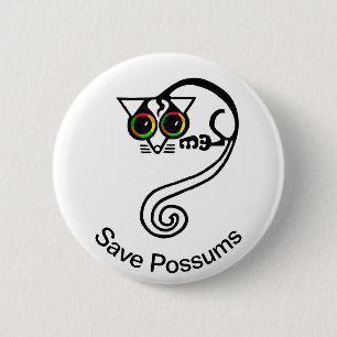 Schattige Save POSSUMS- Bedreigde dieren - Ronde Button 5,7 Cm