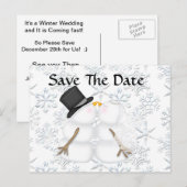 SCHATTIGE Save the Date BRIDE & GROOM Snowman Aankondigingskaart (Voorkant / Achterkant)