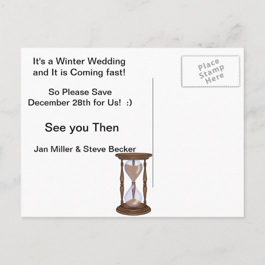 SCHATTIGE Save the Date BRIDE & GROOM Snowman Aankondigingskaart (Achterkant)