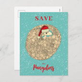 Schattige Save the Pangolin Kerstbudget Feestdagenkaart (Voorkant / Achterkant)