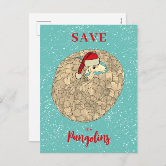 Schattige Save the Pangolin Kerstbudget Feestdagenkaart (Voorkant / Achterkant)