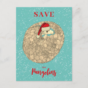 Schattige Save the Pangolin Kerstbudget Feestdagenkaart