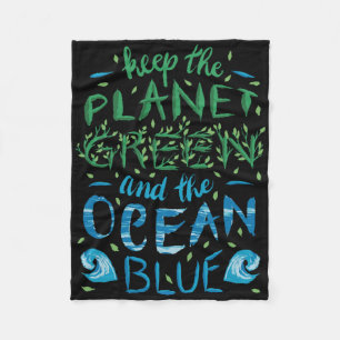 Schattige Save The Planet Ecology Eco Blauwe Oceaa Fleece Deken