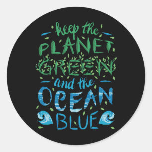 Schattige Save The Planet Ecology Eco Blauwe Oceaa Ronde Sticker