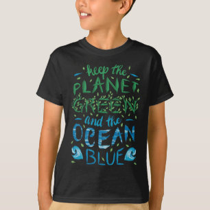 Schattige Save The Planet Ecology Eco Blauwe Oceaa T-shirt