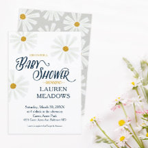 Schattige Scandi Madeliefjes Baby Shower Uitnodigi