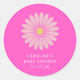 Schattige Scandinavisch bloemenroze Baby shower Cu Ronde Sticker