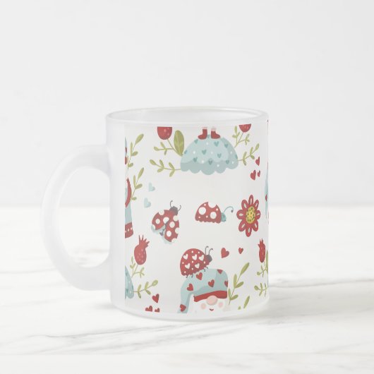 Schattige Scandinavisch Gnome en Natuur Pattern Matglas Koffiemok (Links)