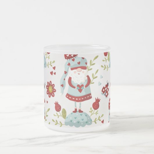 Schattige Scandinavisch Gnome en Natuur Pattern Matglas Koffiemok (Center)