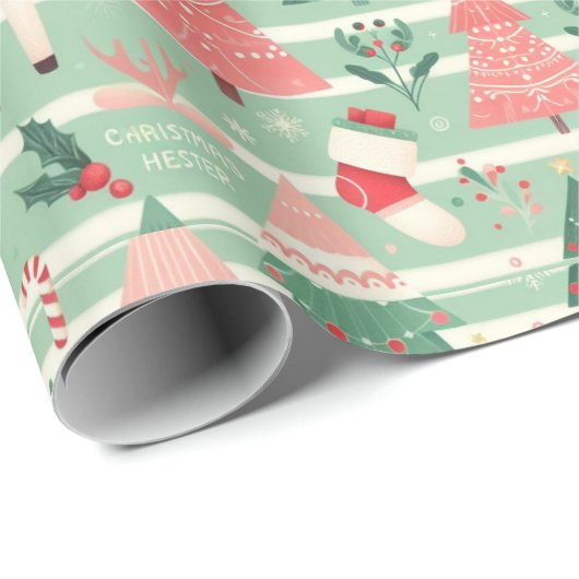 Schattige Scandinavisch kerstseizoen Cadeaupapier (Rol Hoek)