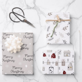 Schattige Scandinavisch vrolijk kerstpapier Inpakpapier Vel