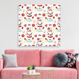 Schattige Scandinavische Kabouter Bloemmotief Canvas Afdruk