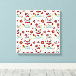 Schattige Scandinavische Kabouter Bloemmotief Canvas Afdruk