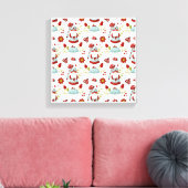 Schattige Scandinavische Kabouter Bloemmotief Canvas Afdruk (Insitu (Woonkamer))
