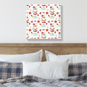 Schattige Scandinavische Kabouter Bloemmotief Canvas Afdruk (Insitu (Slaapkamer))