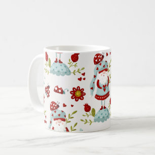 Schattige Scandinavische Kabouter Bloemmotief Koffiemok