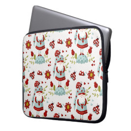 Schattige Scandinavische Kabouter Bloemmotief Laptop Sleeve