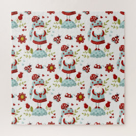Schattige Scandinavische Kabouter Bloemmotief Legpuzzel