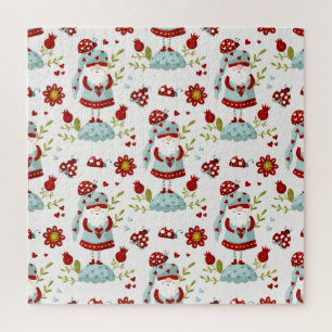 Schattige Scandinavische Kabouter Bloemmotief Legpuzzel
