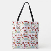 Schattige Scandinavische Kabouter Bloemmotief Tote Bag (Voorkant)