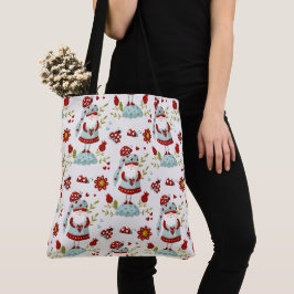 Schattige Scandinavische Kabouter Bloemmotief Tote Bag