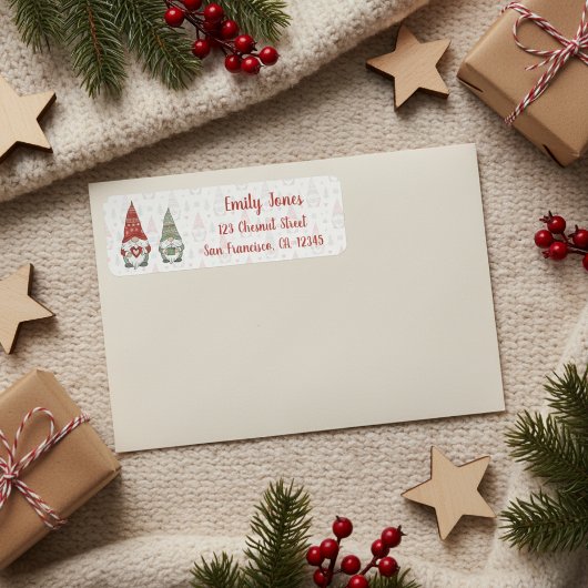 Schattige Scandinavische Kerstkabouter Etiket