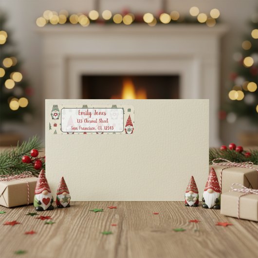 Schattige Scandinavische Kerstkabouter Etiket