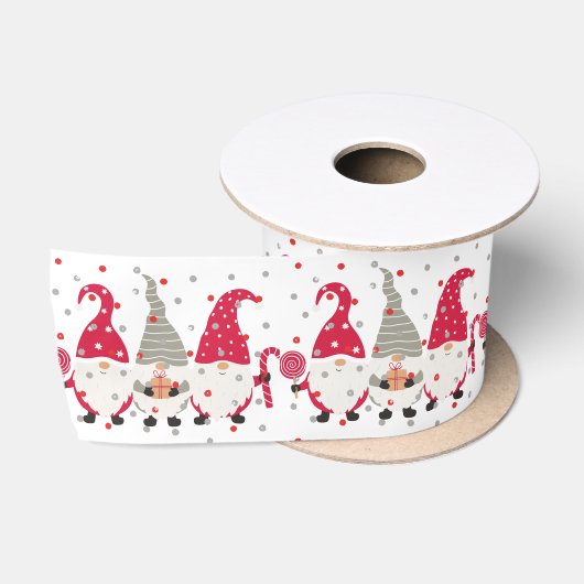 Schattige Scandinavische Kerstkabouters Satijnen Lint (Spoel)