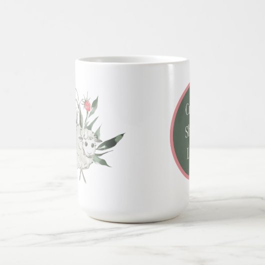 schattige schaafdame voegt tekst toe koffiemok (Center)