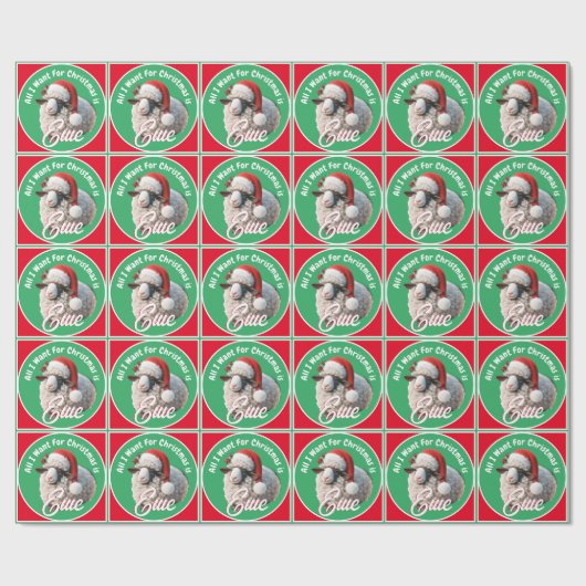 Schattige Schaap Dragen Santa Hat Christmas Cadeaupapier (Vlak)