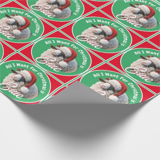 Schattige Schaap Dragen Santa Hat Christmas Cadeaupapier (Hoek)