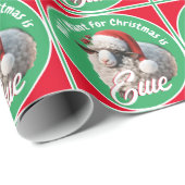 Schattige Schaap Dragen Santa Hat Christmas Cadeaupapier (Rol Hoek)