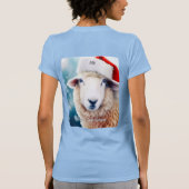 Schattige Schaap Dragen Santa Hat Christmas T-shirt (Achterkant)