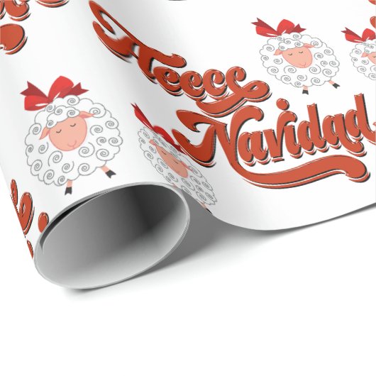 Schattige schaap en fleece Navidad Cadeaupapier (Rol Hoek)