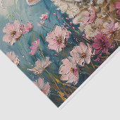 Schattige Schaap en Roze Wildbloemen Schilderij De Tissuepapier (Detail)