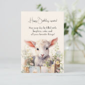 Schattige schaap genesteld in een doos (Staand voorkant)