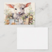 Schattige schaap genesteld in een doos dank u notitiekaartje (Voorkant / Achterkant)