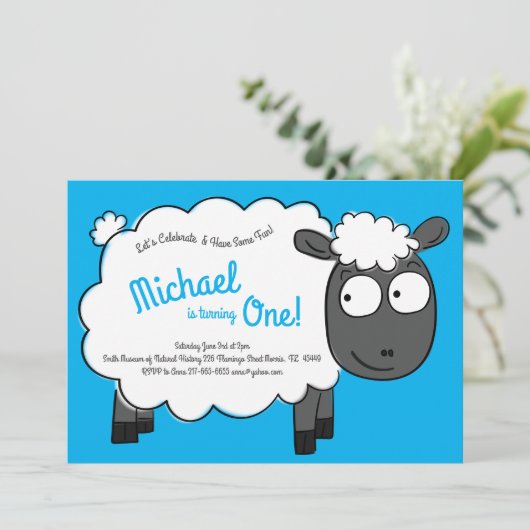 Schattige Schaap Kinder 1e Verjaardag Boerderij Fe Kaart (Staand voorkant)