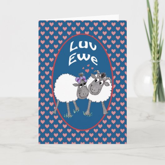 Schattige Schaap, Luv Ewe Romantisch Wenskaart Kaart (Voorkant)