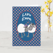 Schattige Schaap, Luv Ewe Romantisch Wenskaart Kaart (Gele Bloem)